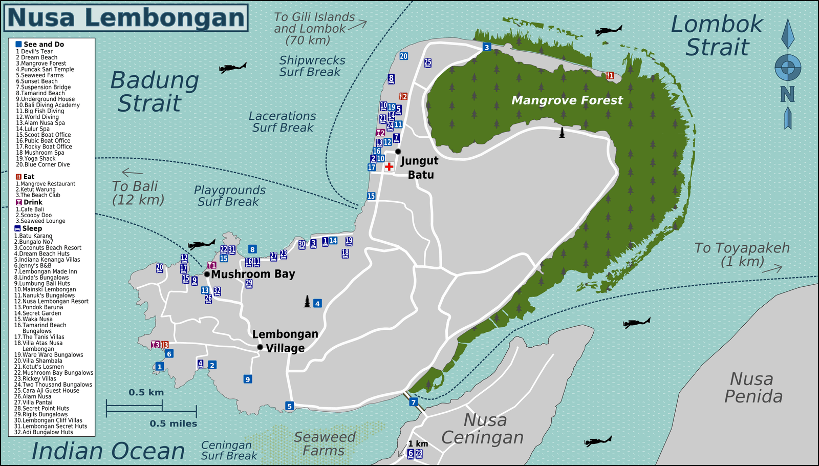 Nusa Lembongan Map